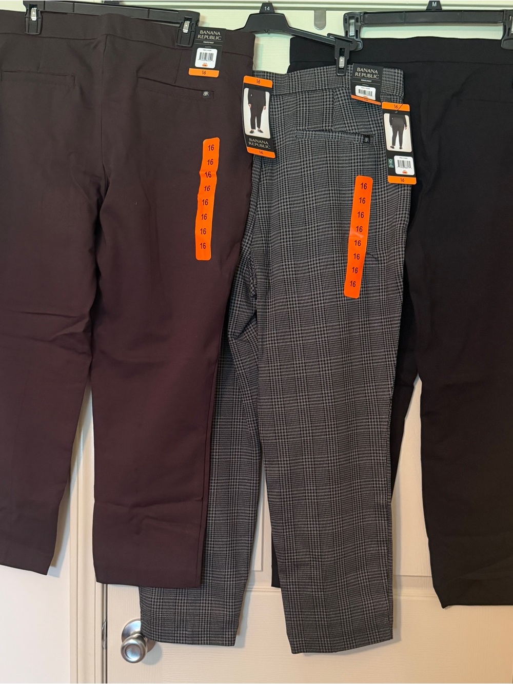Banana Republic Women’s Plaid and Solid Casual - Black, Gray Plaid, & Brown.